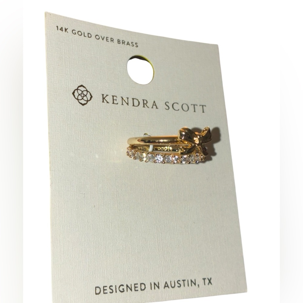 KENDRA SCOTT 14k Gold Stackable Double Bow Ring Cubic Zirconia Band Sz 7 NEW NWT - Picture 8 of 8